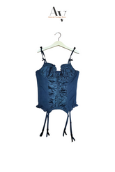 Black Satin Bustier Corset Top