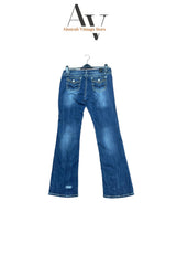 Blue Flared Jeans With Black Ript