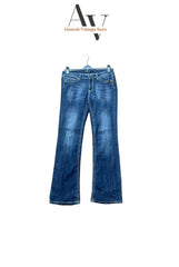 Blue Flared Jeans With Black Ript