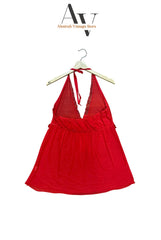 Red Lingerie With Halter Neck Top Lingeria