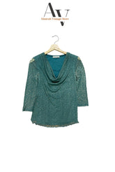 Hunter Green Draped Cow Mash Top
