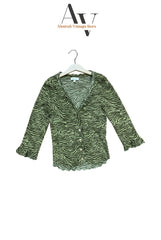 Green Zebra Print Mash Top