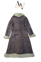 Brown Plain With Fur Trim Afghan Coat