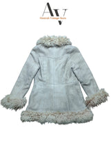 Long Light Brown With Skin Fur Shearling Afghan Coat
