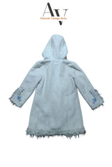 White Flower Afghan Coat