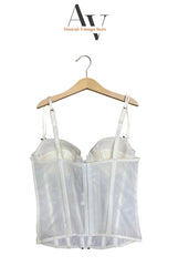 White And Black Strip Corset Top