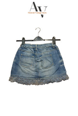 Denim Skirts With Lace Trim