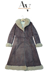 Brown Plain With Fur Trim Afghan Coat