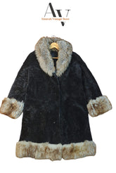 Long Black With Grey Fur Afghan Coat