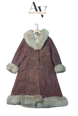 Long Reddish Brown With White Fur Afghan Coat