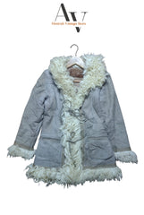 Long Gray Shearling Afghan Coat