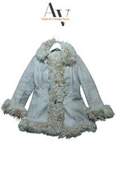 Long Light Brown With Skin Fur Shearling Afghan Coat