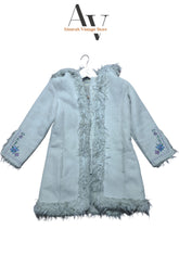 White Flower Afghan Coat