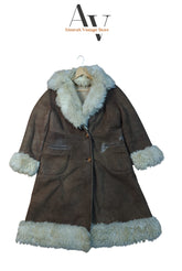 Long Dark Brown With Skin Fur Afghan Coat