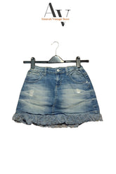 Denim Skirts With Lace Trim