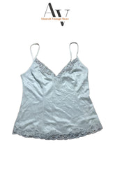 White Satin Lace Silk Top