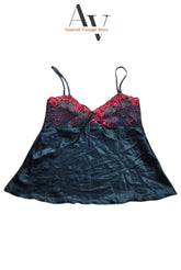 Black Embroidery Silk Top