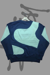 Stusy Dark Blue Combination Patch Work Sweats Shirts