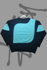 Stusy Full Blue Sleeves Combination Patch Work Sweats Shirts