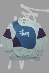 Stusy Light Blue Patch Work Sweats Shirts