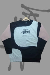 Stusy MultiColor Combination Patch Work Sweats Shirts