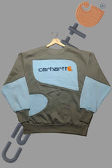 Carhart Light Blue And Green Patch Work Sweats Shirts