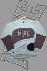 Nik Light Blue And Black Premium Patch Work V Sweats Shirts