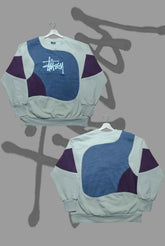 Stusy Light Blue Patch Work Sweats Shirts