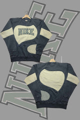 Nik Light Brown And Blue Patch Work V Sweats Shirts