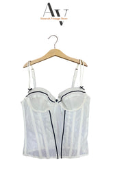 White And Black Strip Corset Top