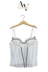White And Black Strip Corset Top