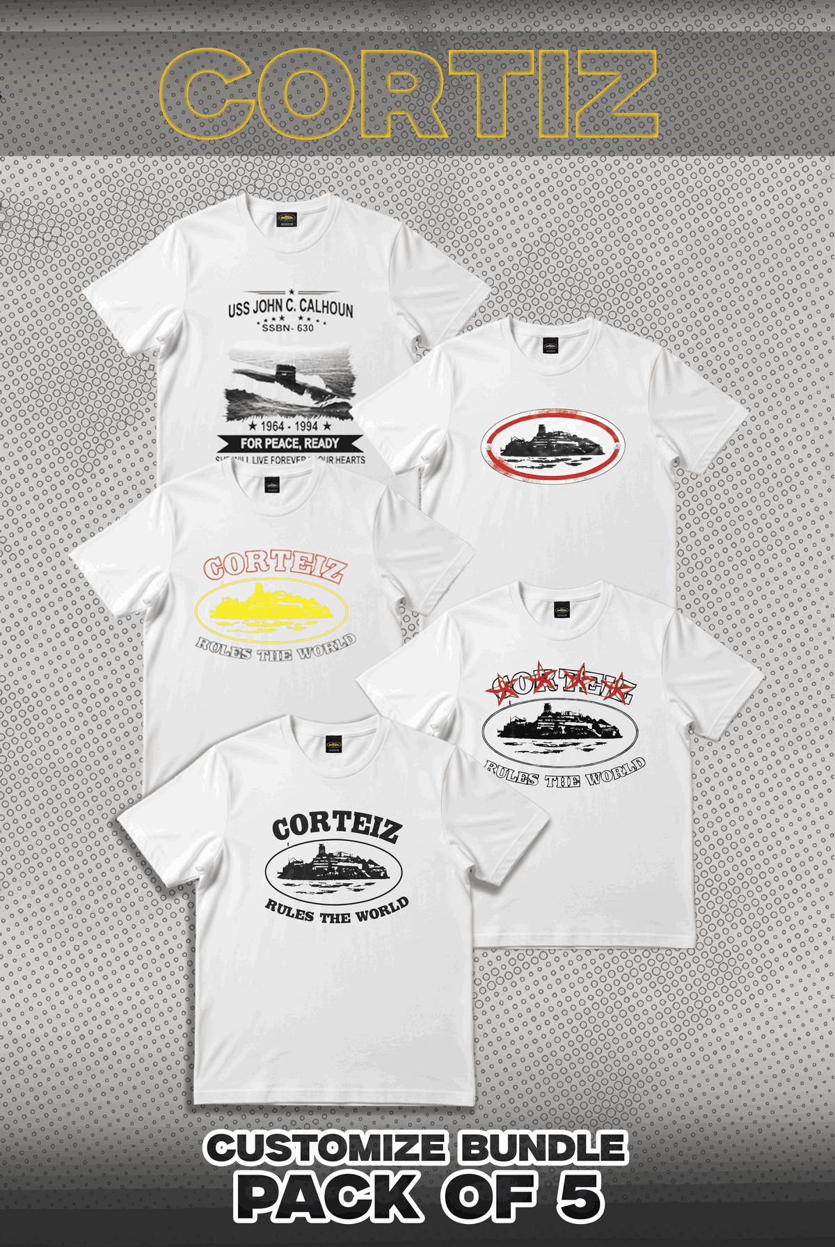 Cortiz Pack Of 5 T Shirts Bundle