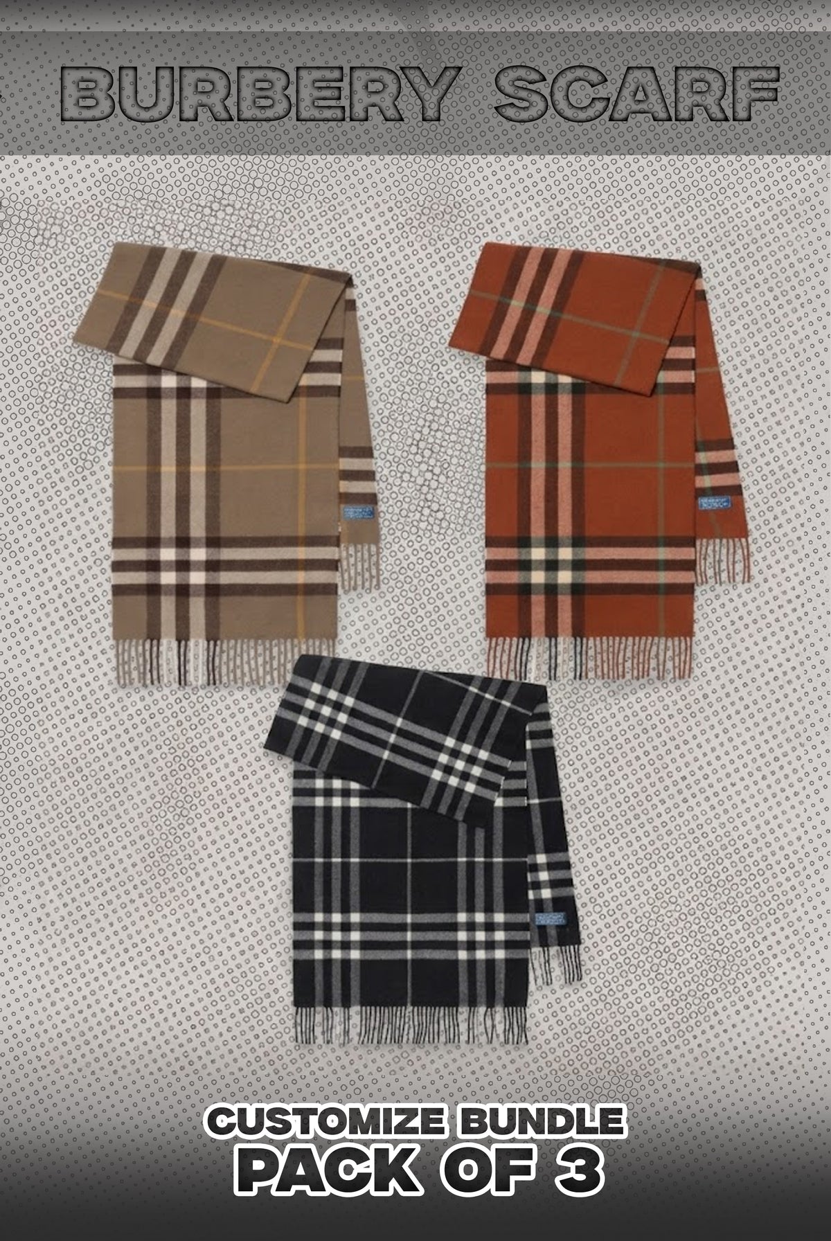 Burberry Pack Of 3 Scarf Bundle