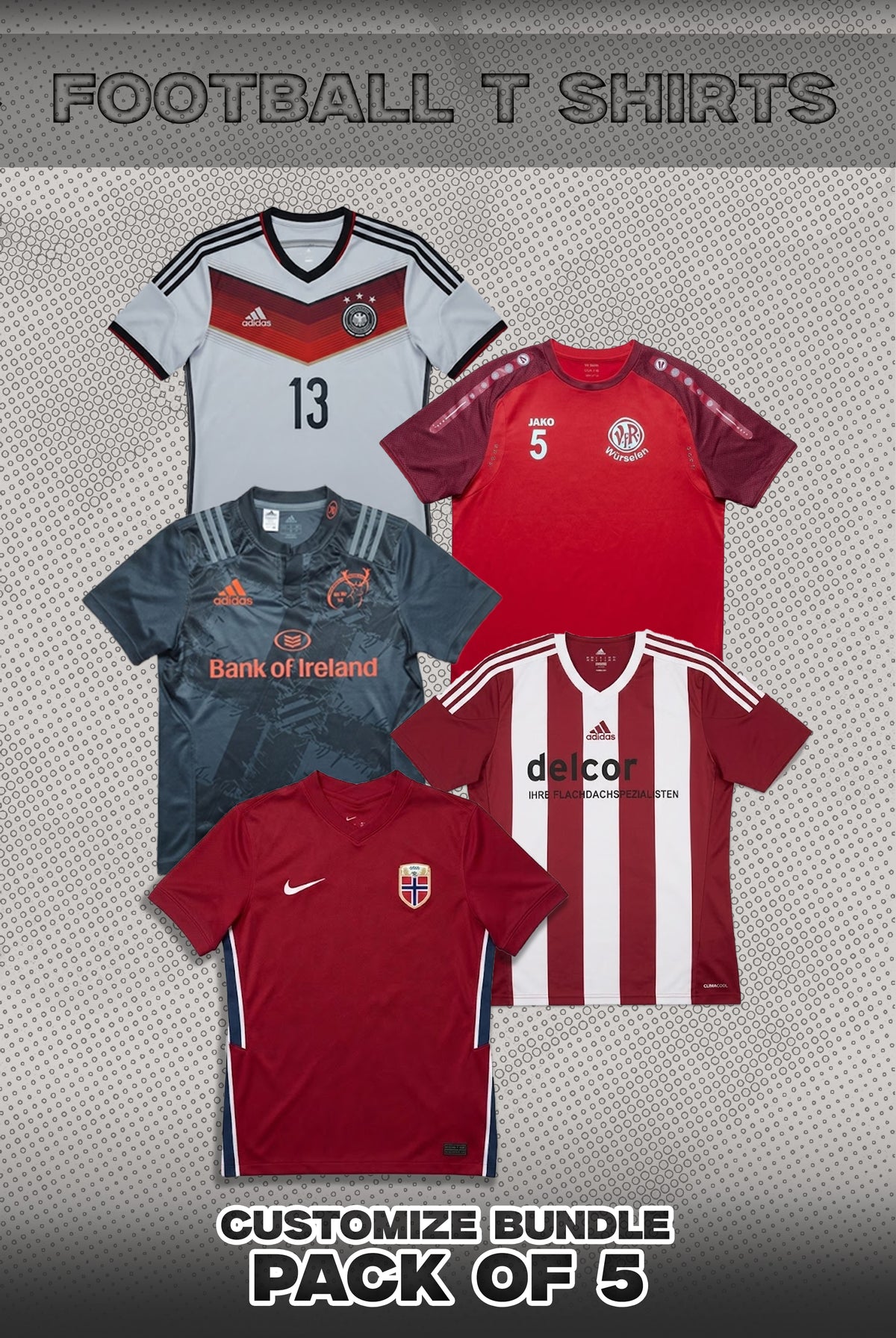 Pack Of 5 Football t Shirts Bundle