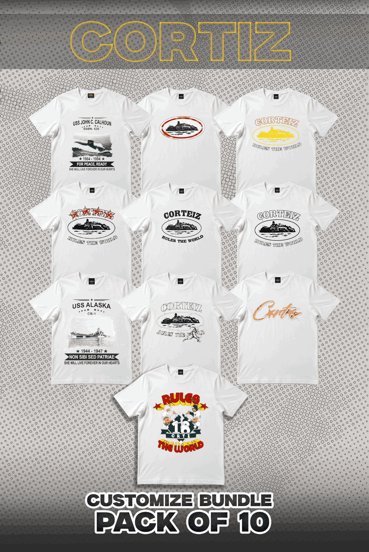 Cortiz Pack Of 10 T Shirts Bundle