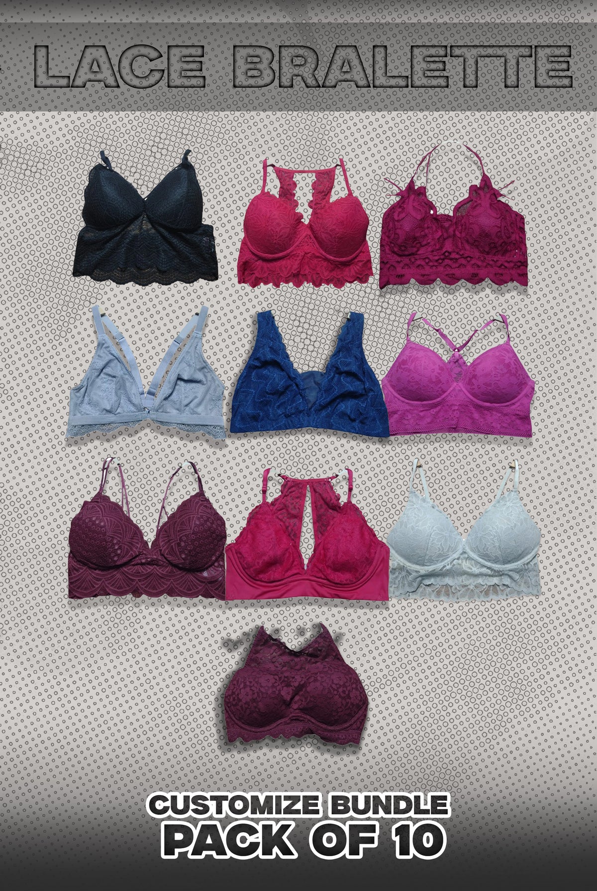 Pack Of 10 Lace Bralette Bundle