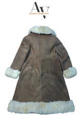 Long Dark Brown With Skin Fur Afghan Coat
