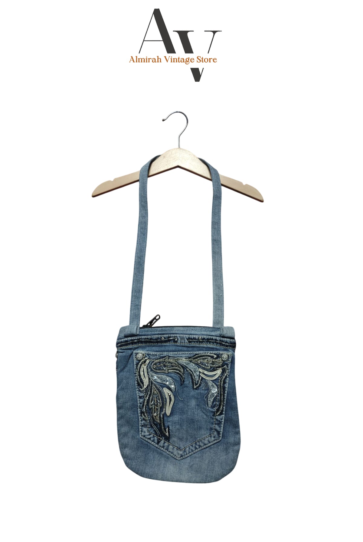Denim Cross Body V Bag