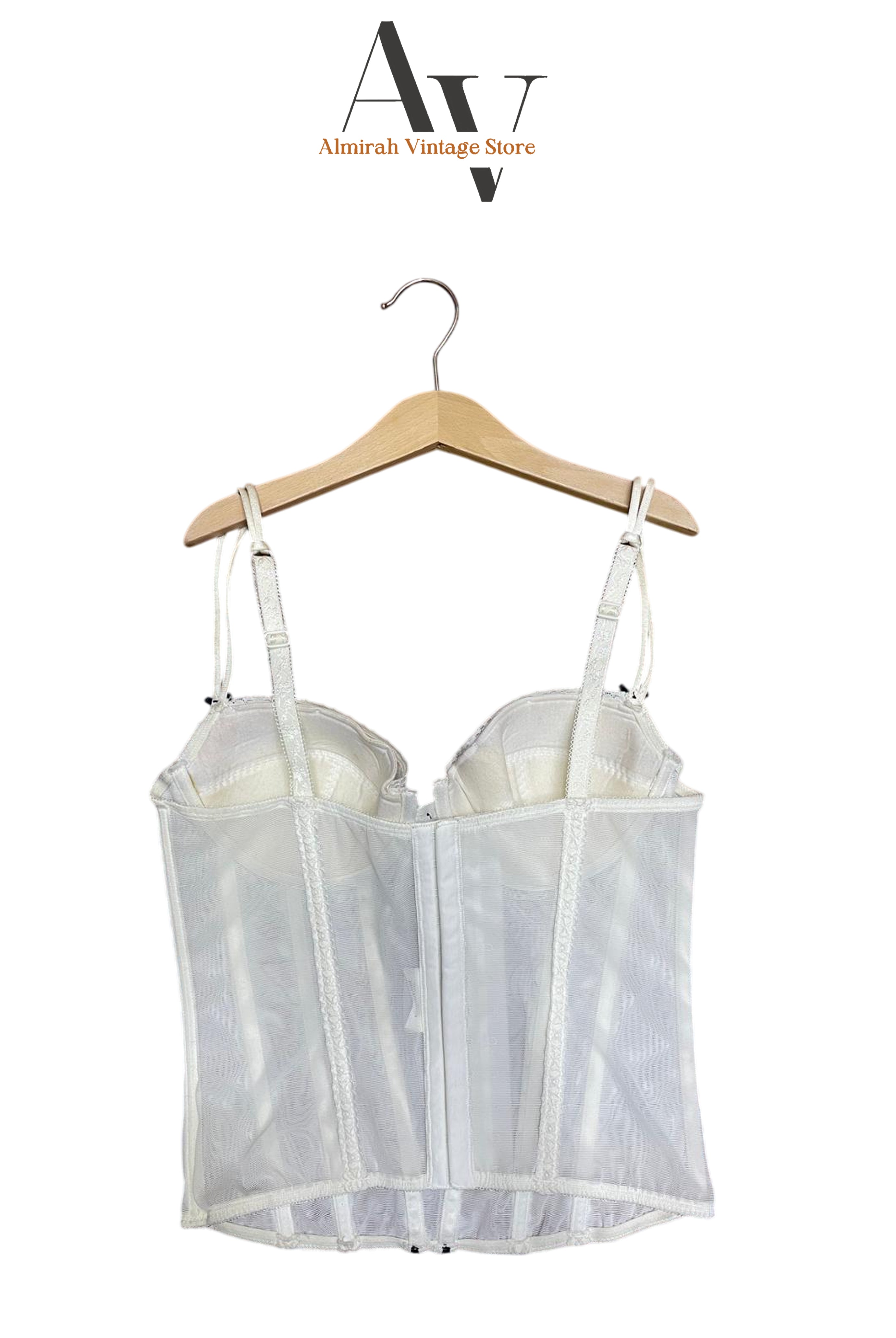 White And Black Strip Corset Top