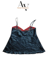Black Embroidery Silk Top