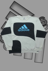 Adida Premium Silver And Black Patch Work II Sweats Shirts