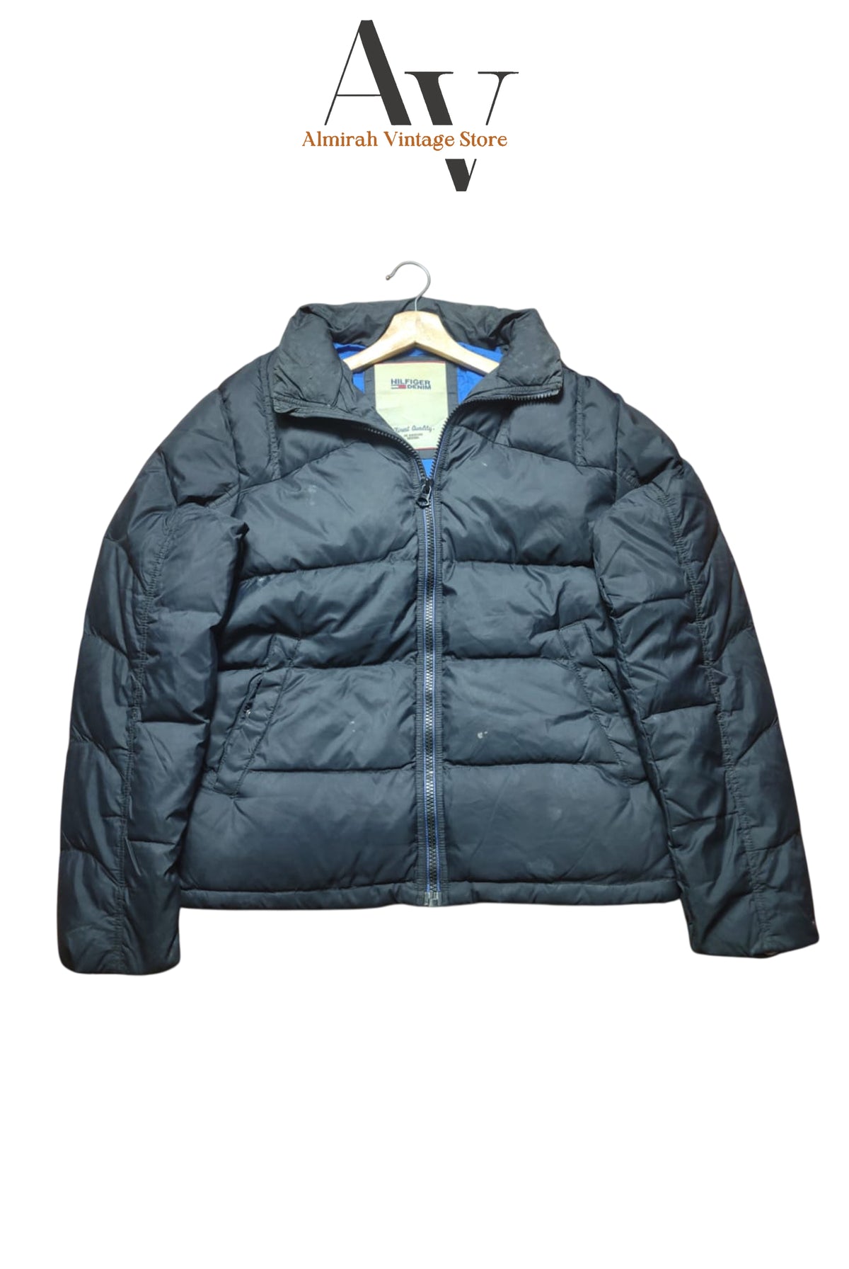 Tommy Hilfiger Blue Zip Black Puffer Jacket
