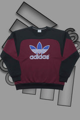 Adida Premium Maroon And Black Patch Work Sweats Shirts