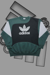 Adida Premium Green And Black Patch Work Sweats Shirts