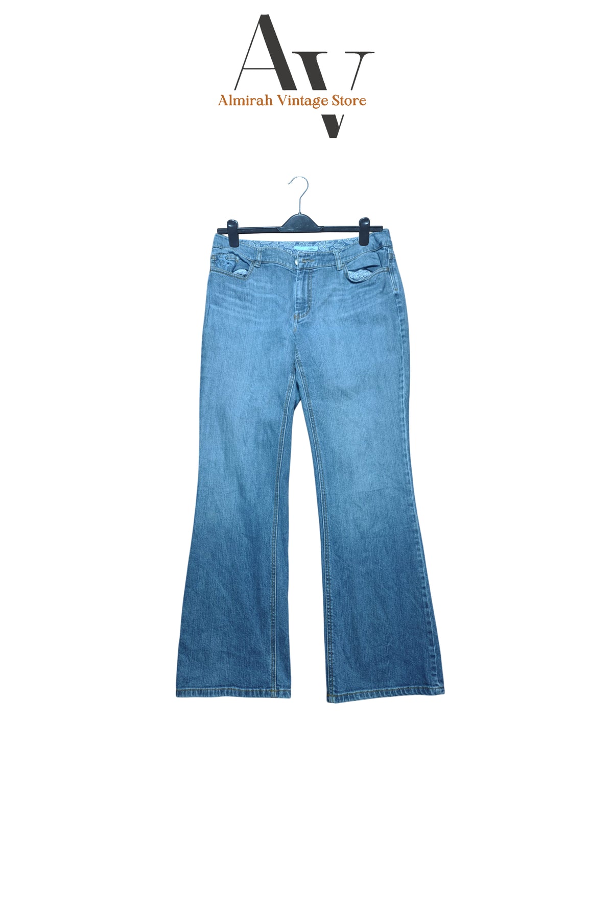 Chicos Platinum Printed Waist Flared Jeans