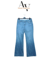 Chicos Platinum Printed Waist Flared Jeans