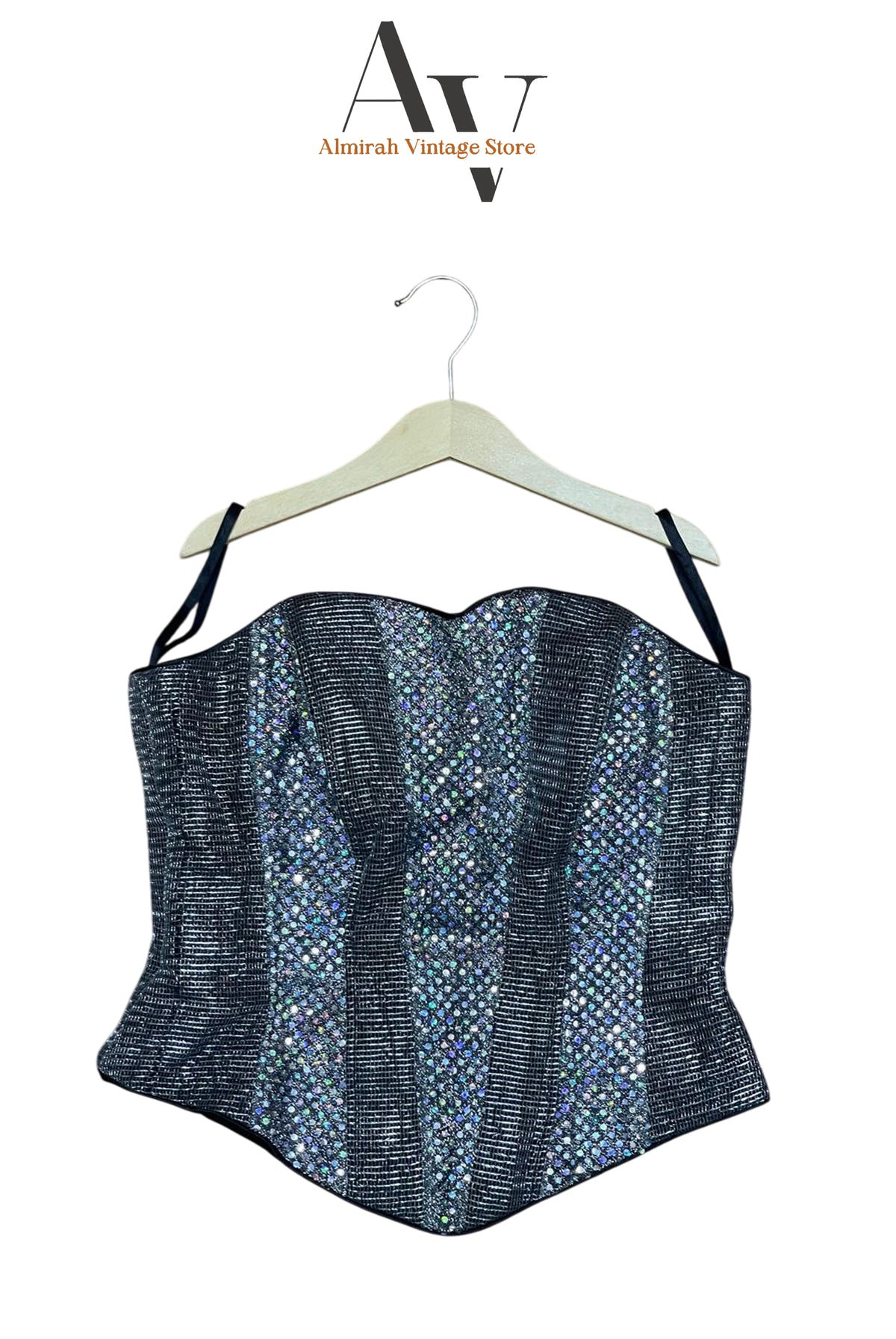 Black Sequin Corset Top