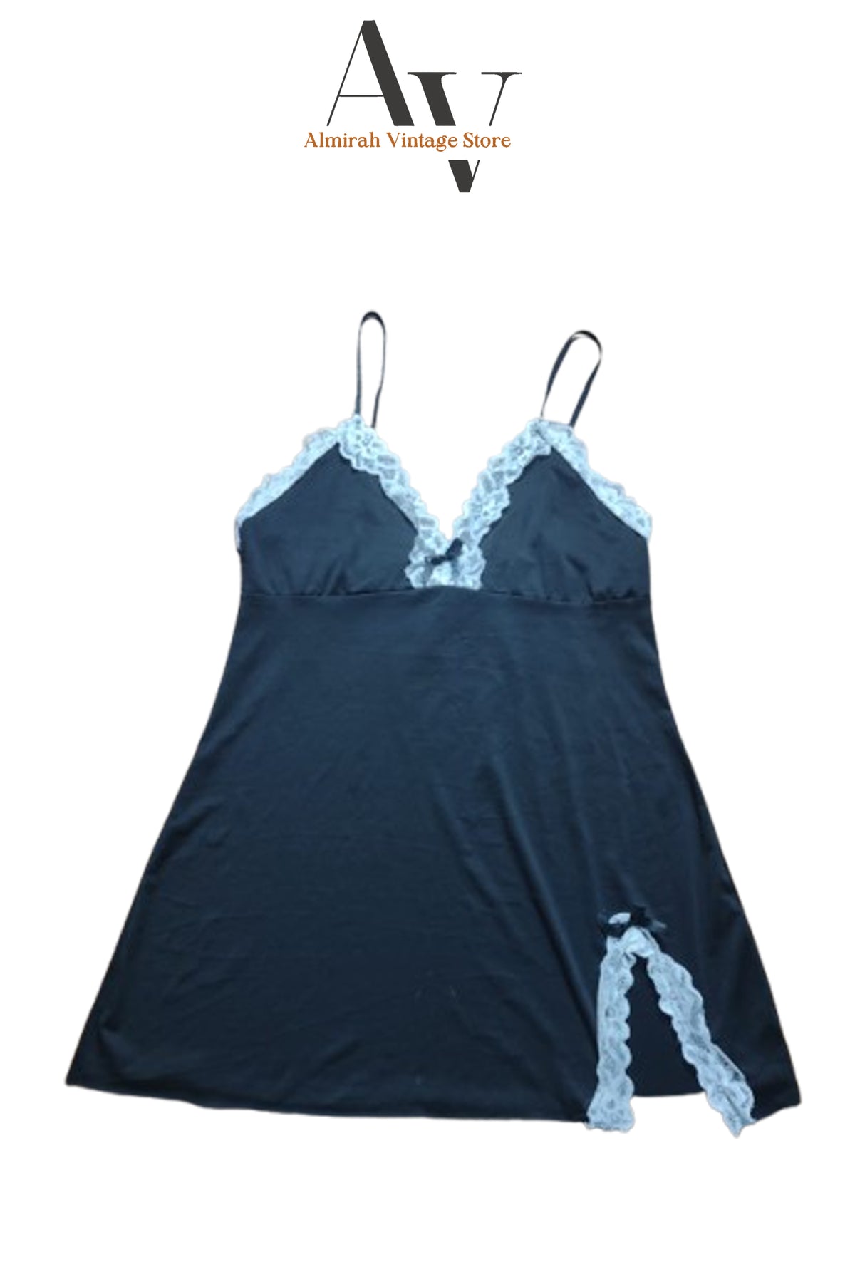 White Trim Lace Slip Dress