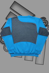 Adida Premium Blue And Black Patch Work Sweats Shirts