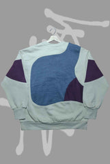 Stusy Light Blue Patch Work Sweats Shirts